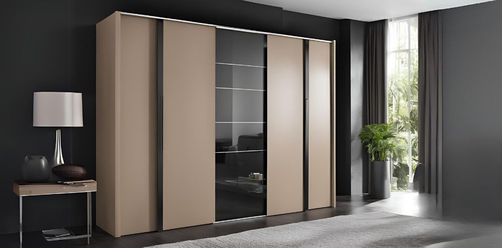 Brown and black sliding wardrobe design - Beautiful Homes