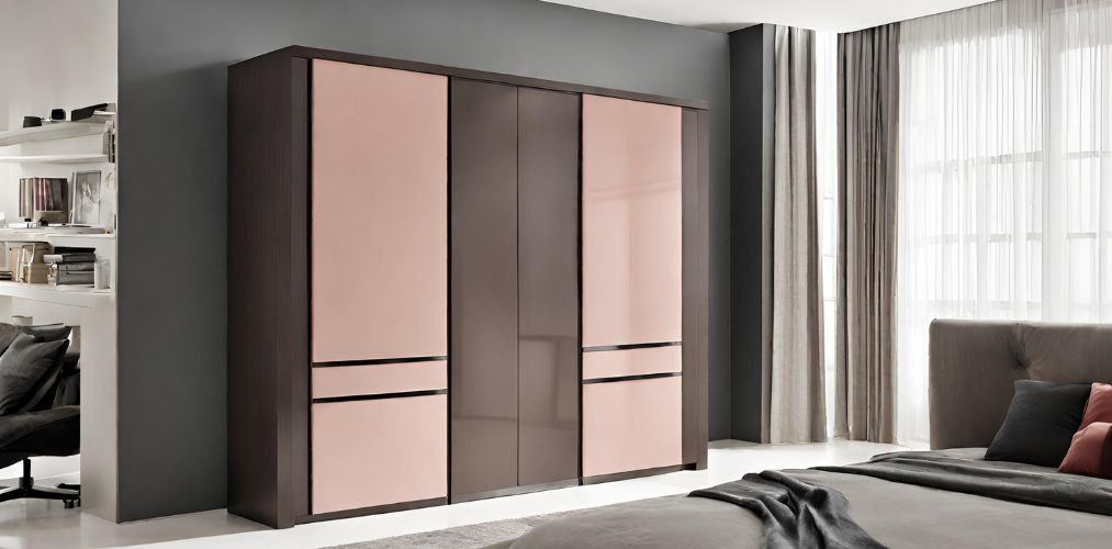 Brown and nude dual toned wardrobe design - Beautiful Homes