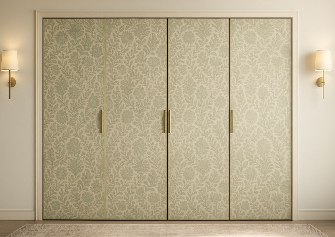 Wardrobe with floral design and gold handles - Beautiful Homes