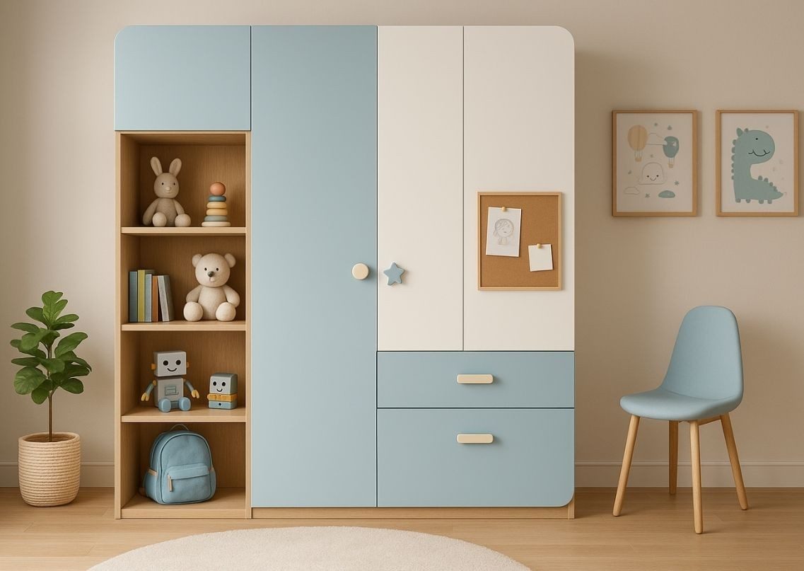 Children's wardrobe with pastel colours and storage - Beautiful Homes