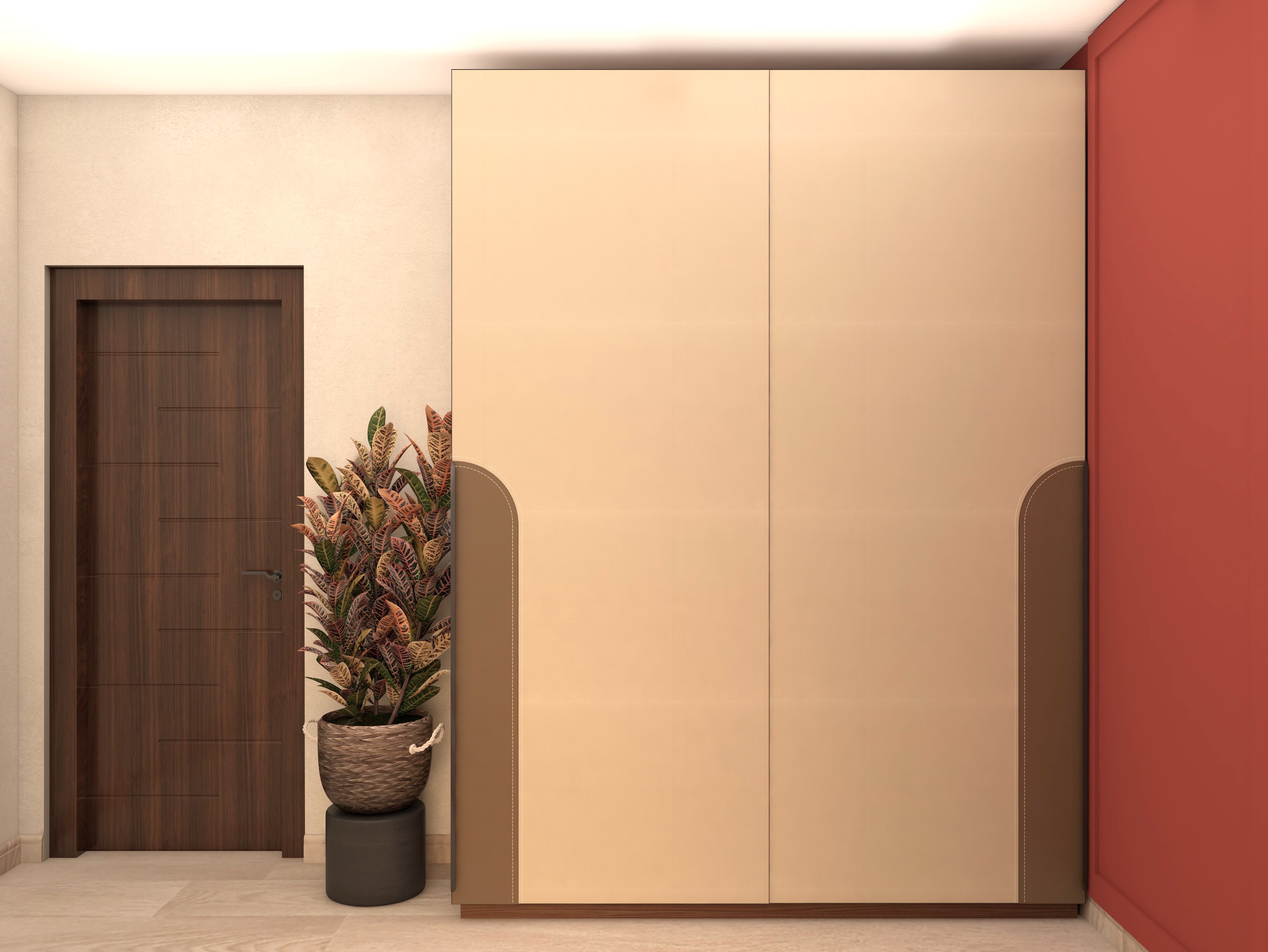 Corner sliding wardrobe with cream laminate-Beautiful Homes