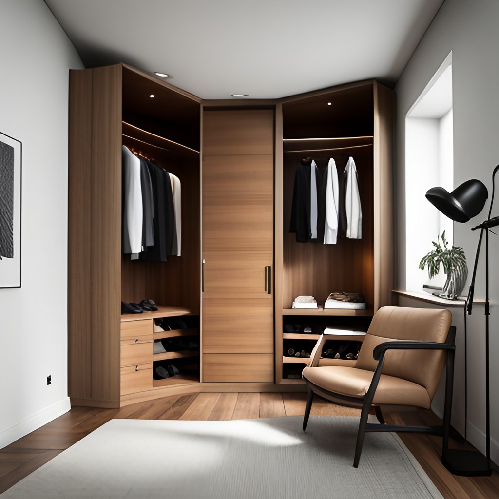 Corner wooden wardrobe design-BeautifulHomes