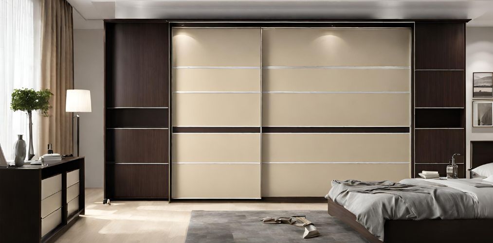 Cream and brown dual toned sliding wardrobe - Beautiful Homes