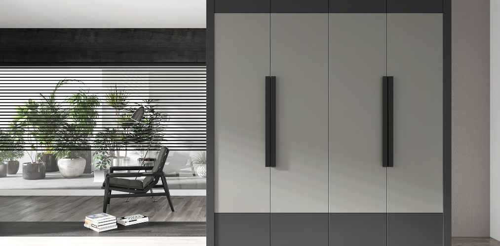 Grey and black wardrobe shutter design-Beautiful Homes