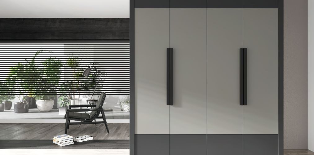 Grey and black wardrobe shutter design-Beautiful Homes