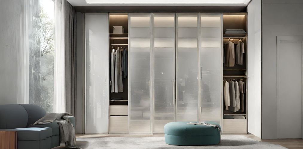 Frosted glass sliding wardrobe for modern bedroom - Beautiful Homes