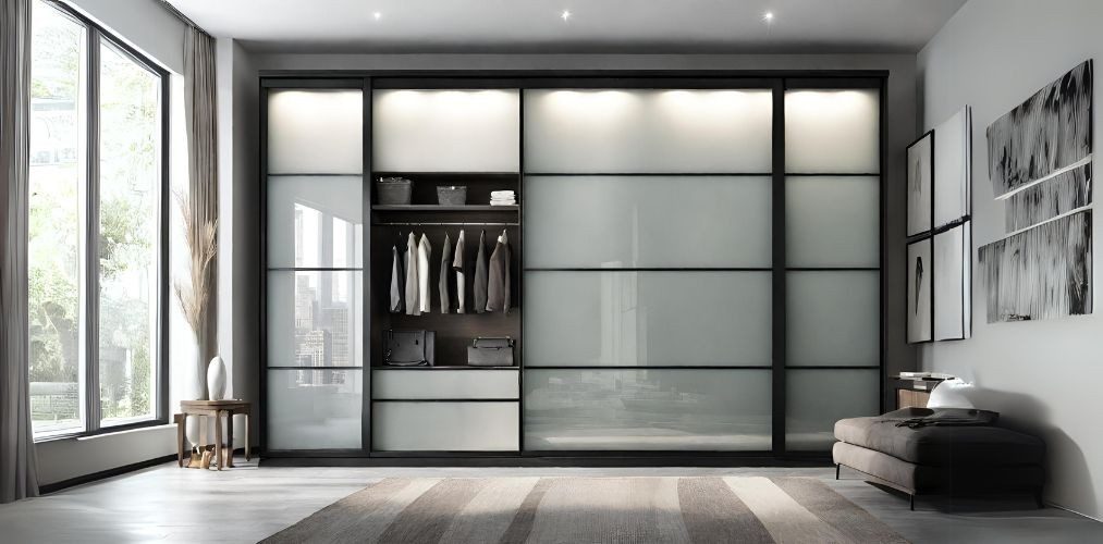 Frosted glass wardrobe with aluminium frame - Beautiful Homes