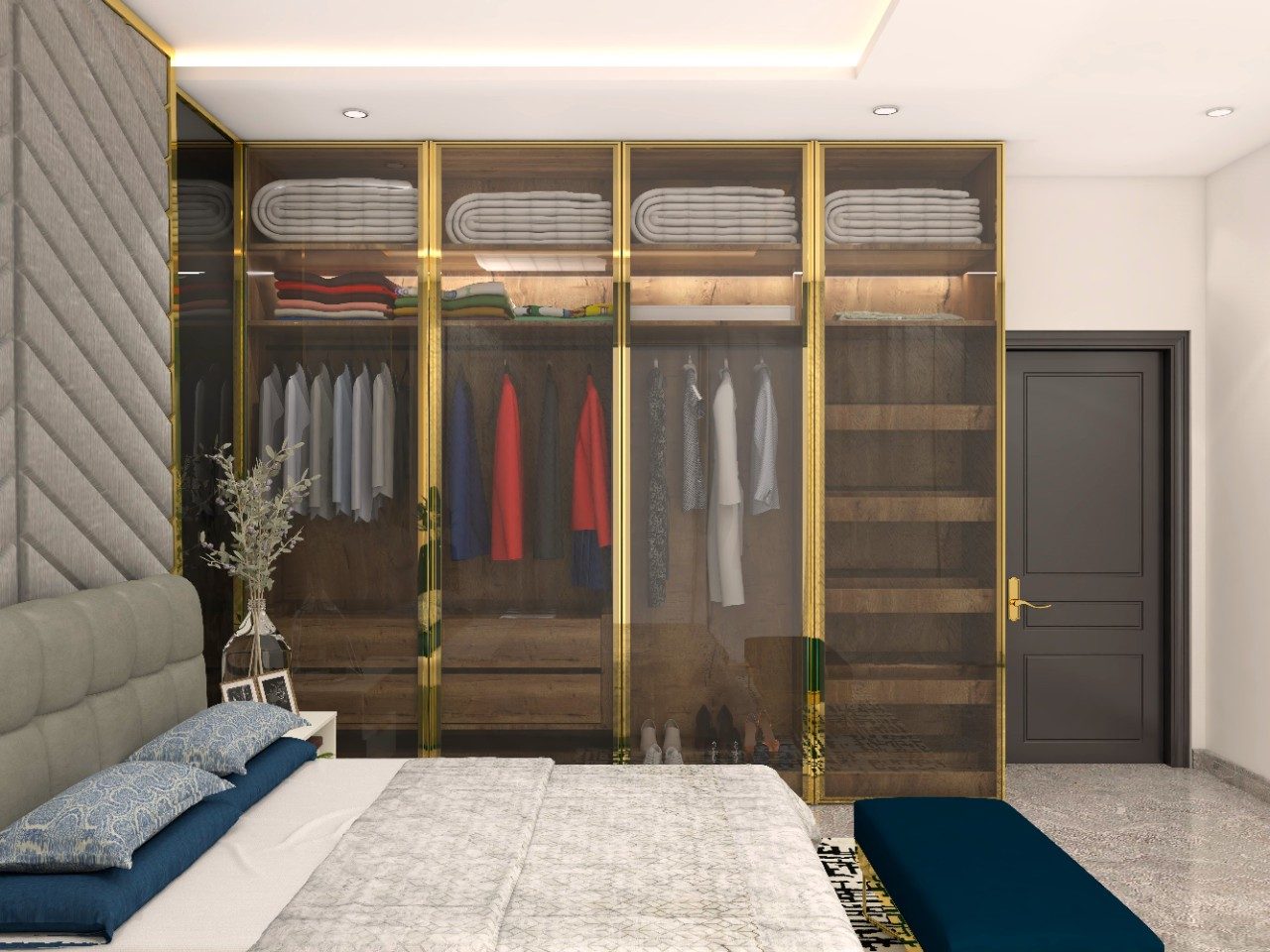 Premium Photo  Minimalist and elegant small pantry in master bedroom  interior design