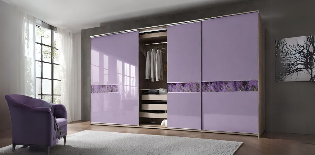 Glossy lavender laminate for sliding wardrobe-Beautiful Homes