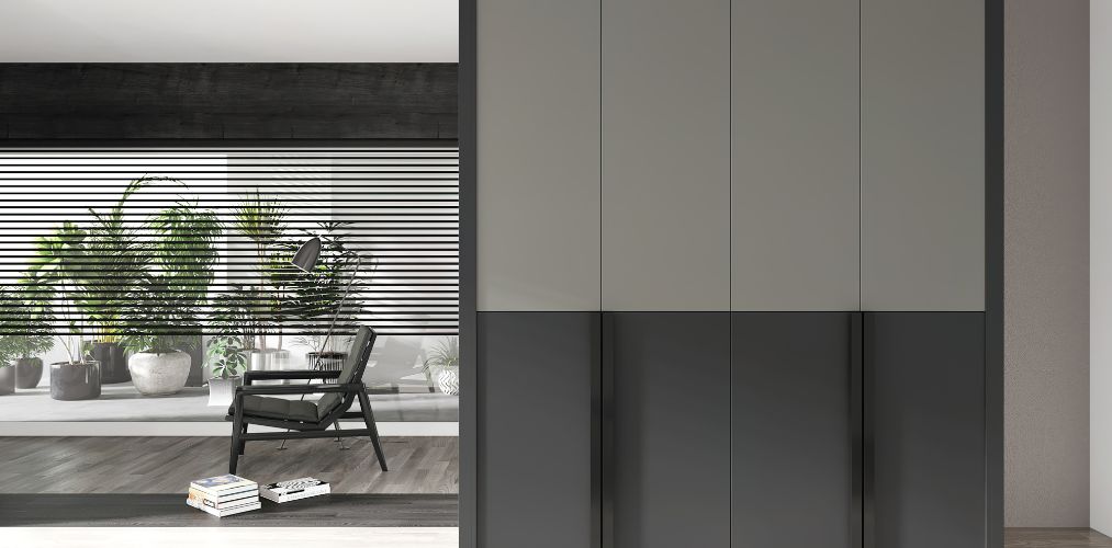 Grey and black wardrobe with long handle-Beautiful Homes
