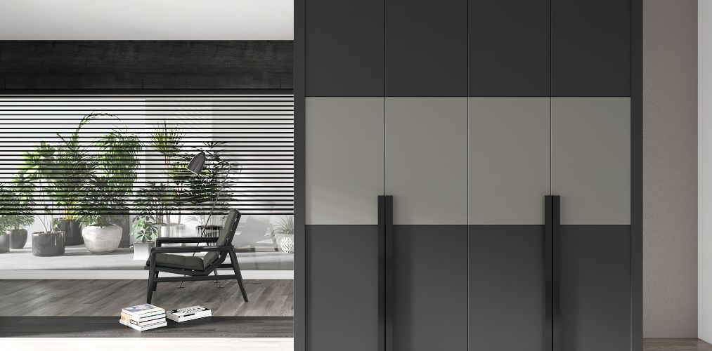 Grey and black wardrobe with long handle design-Beautiful Homes