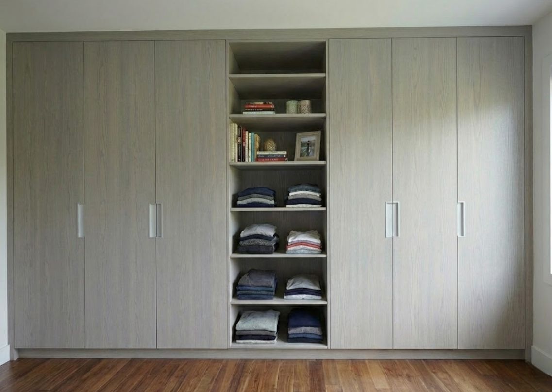 Modern wooden wardrobe with drawers and shelves - Beautiful Homes
