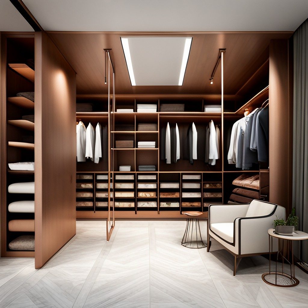 Luxury rose gold wardrobe design-BeautifulHomes