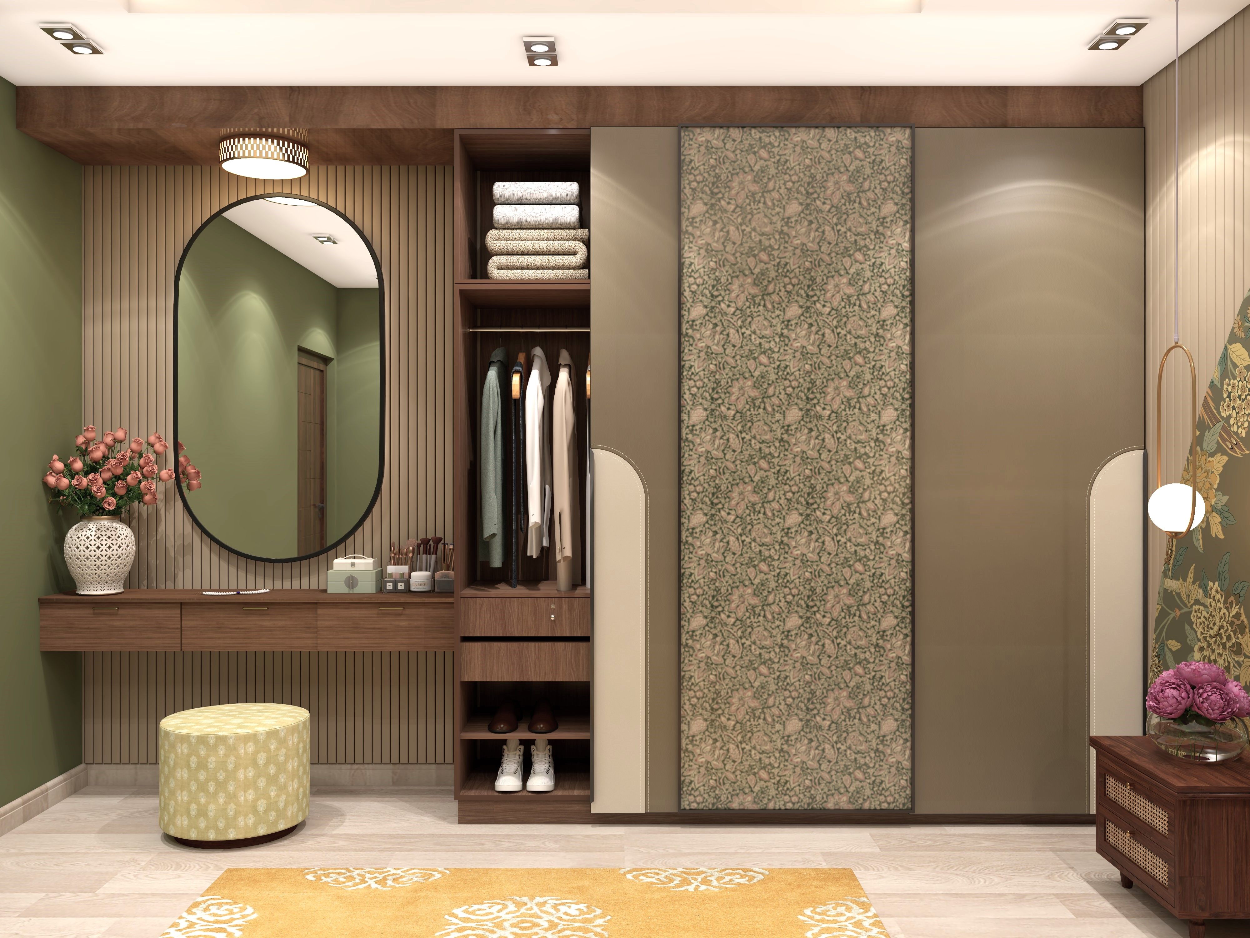 Modern bedroom with sliding wardrobe and mirror - Beautiful Homes