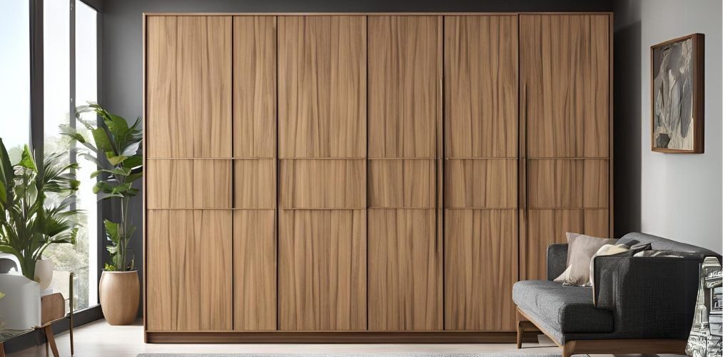 Mid-century modern wardrobe design in wooden texture - Beautiful Homes