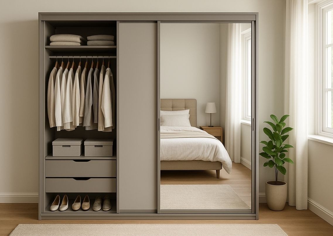 Sliding wardrobe with mirror and organized storage - Beautiful Homes
