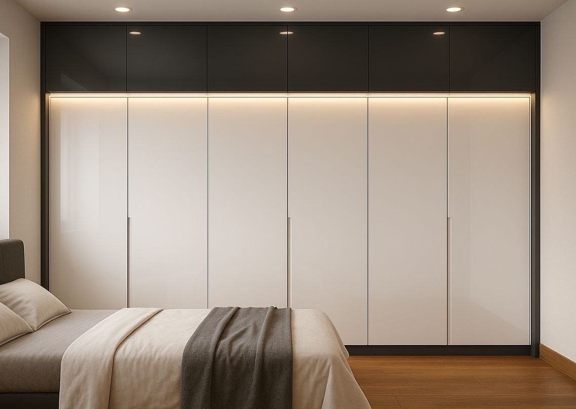 Modern sliding wardrobe with loft storage - Beautiful Homes