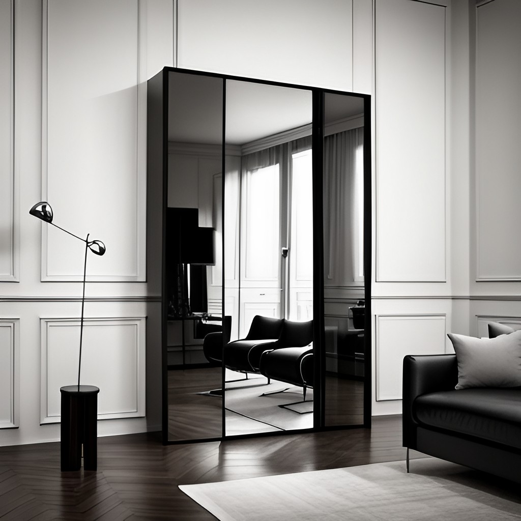 Mirror almirah design in black theme-BeautifulHomes