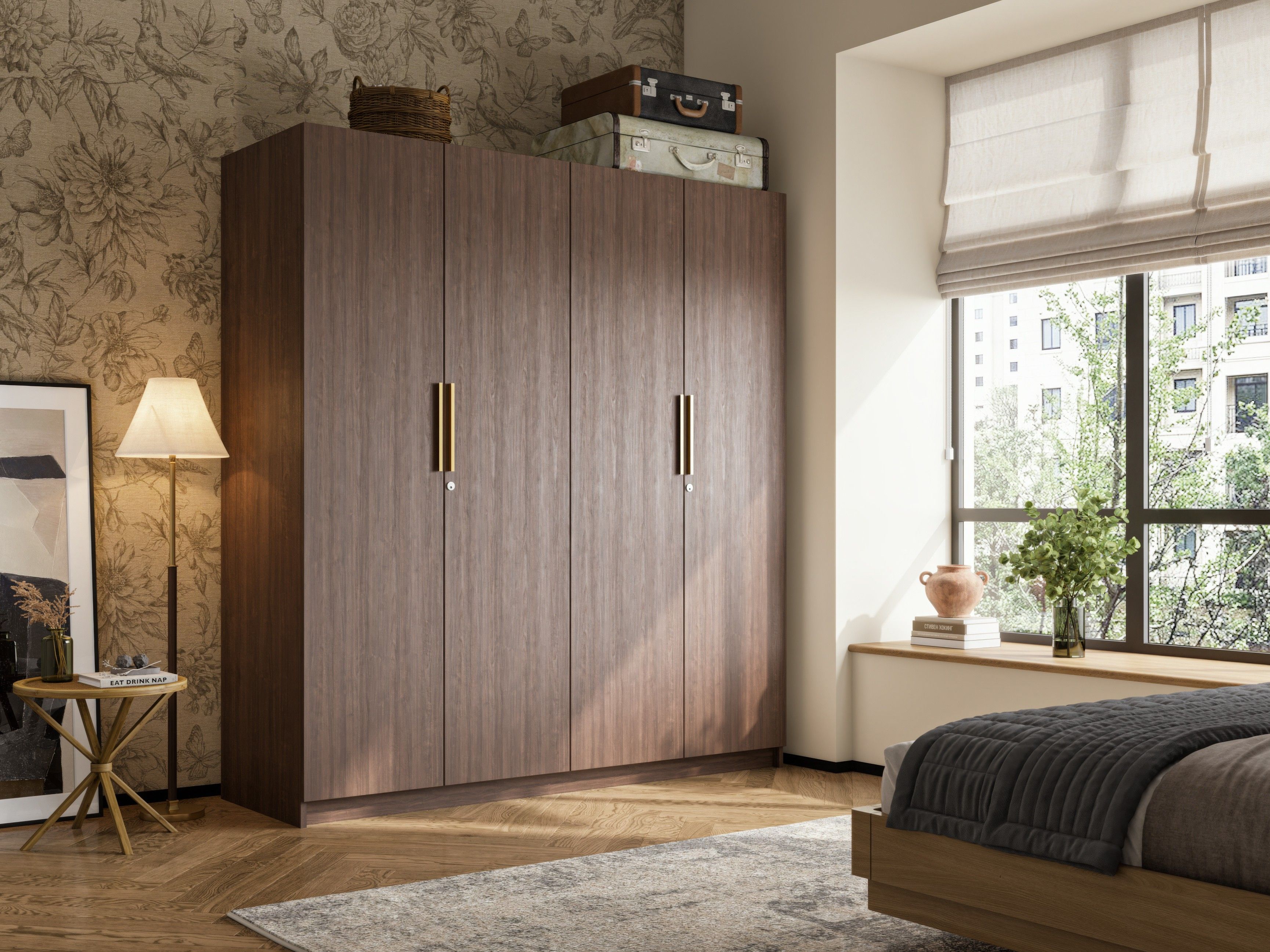 Wooden wardrobe with gold handles - Beautiful Homes