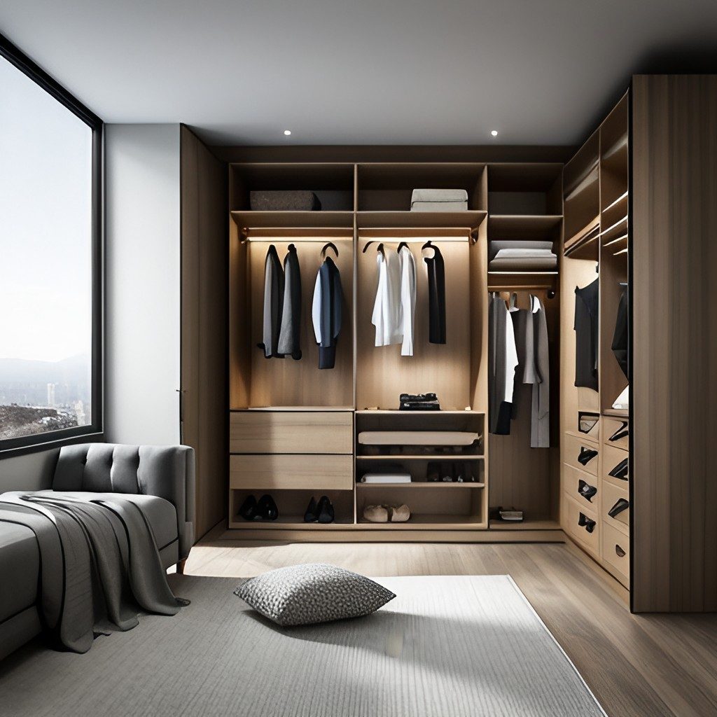 Wooden handleless wardrobe-BeautifulHomes