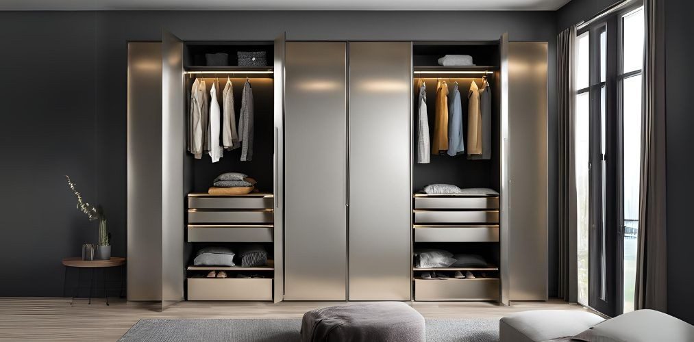 Modern metallic silver wardrobe design - Beautiful Homes