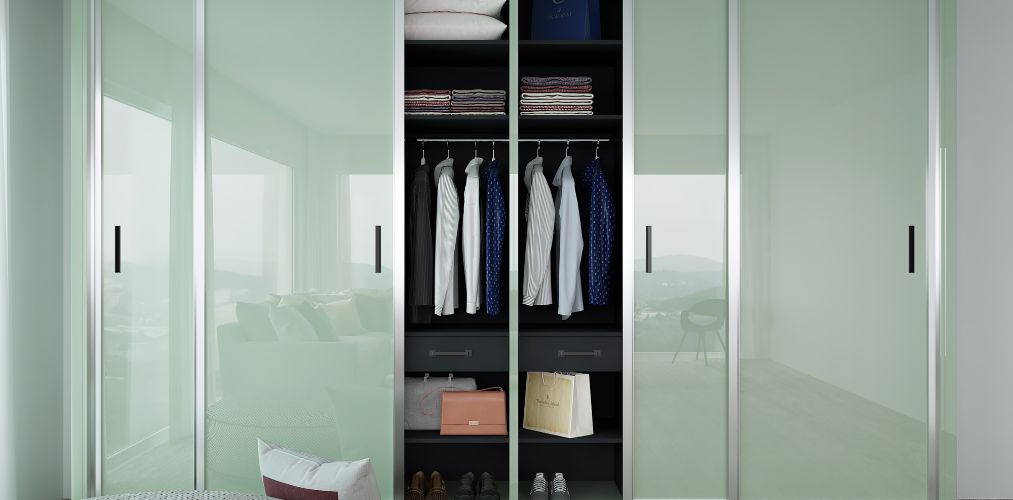 Modern sliding wardrobe design with lacquered glass-Beautiful Homes