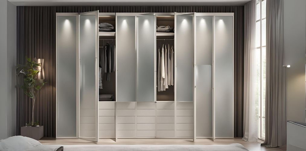 Modern swing wardrobe with frosted glass shutters - Beautiful Homes