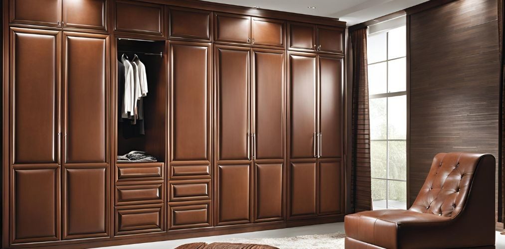 Modern wardrobe with leatherette finish shutters - Beautiful Homes