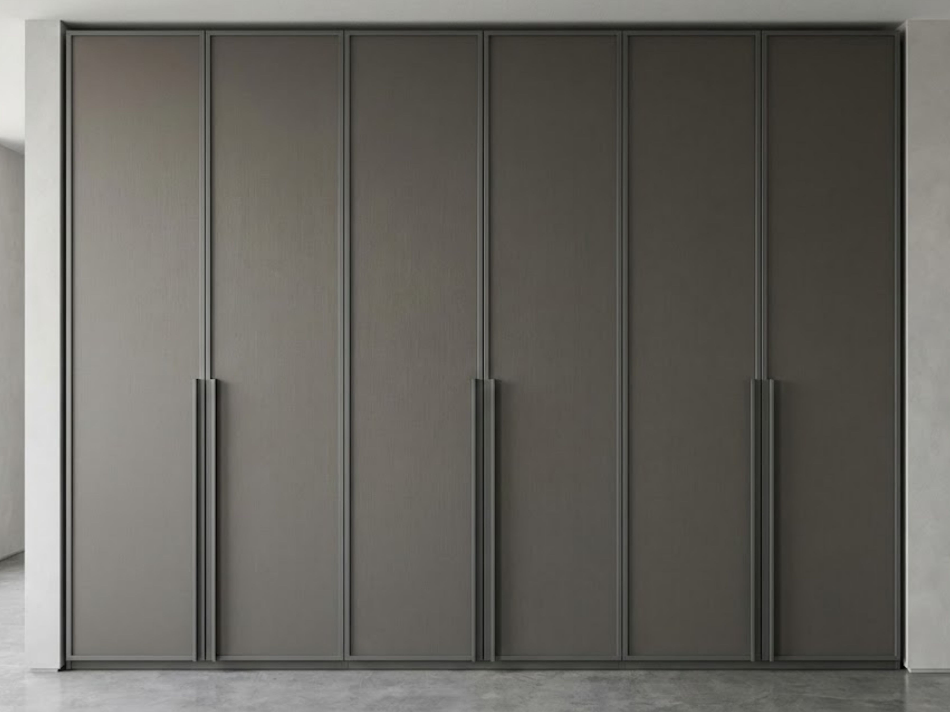Minimalist grey sliding wardrobe with sleek handles - Beautiful Homes