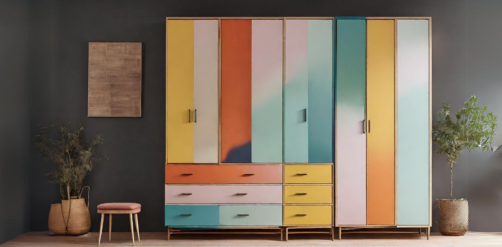 Multi-coloured wardrobe with drawer units-Beautiful Homes