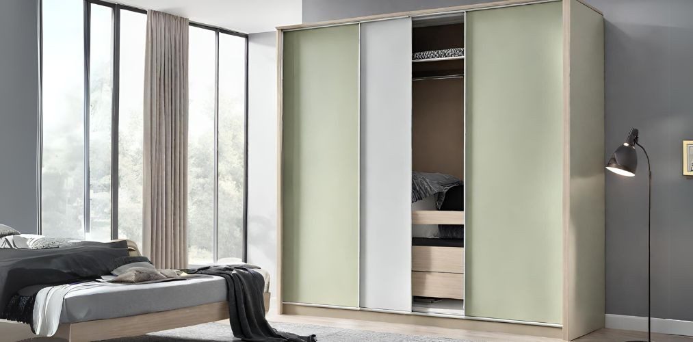 Pastel green and white sliding wardrobe-Beautiful Homes