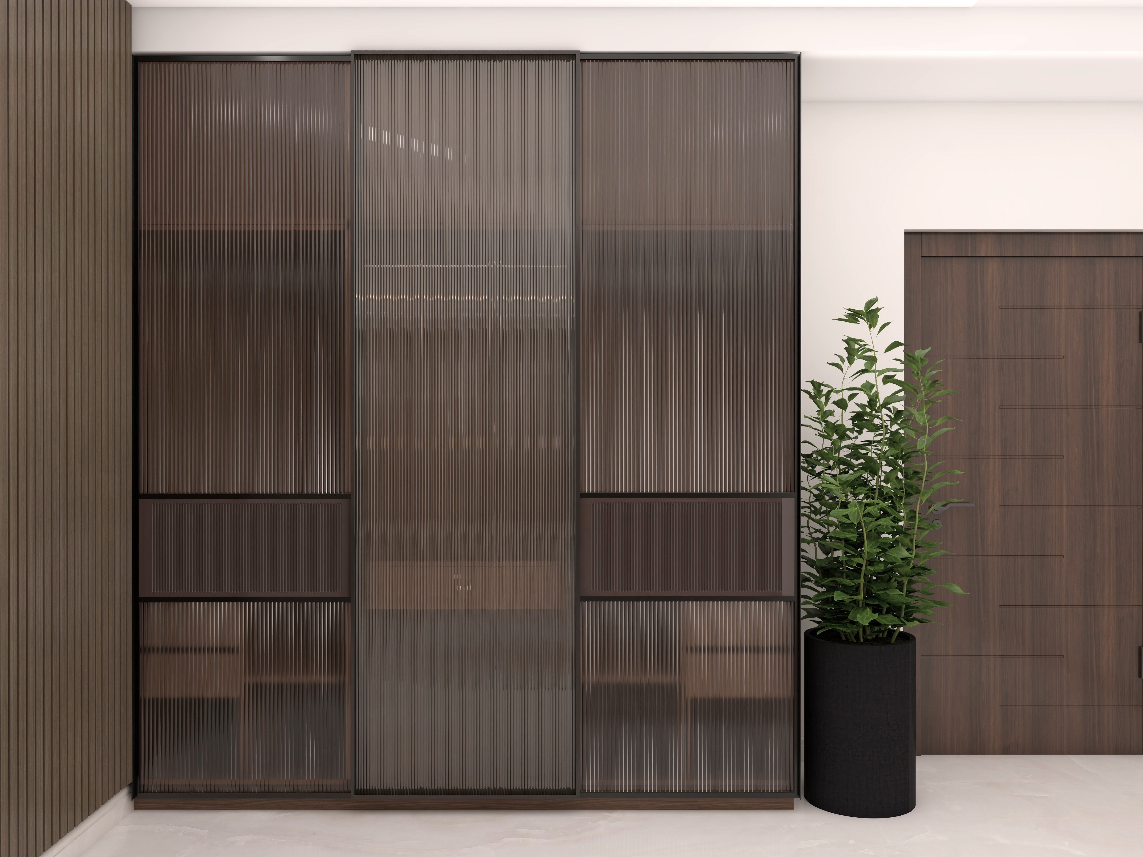 Royal 2.0 sliding wardrobe with fluted glass shutter - Beautiful Homes