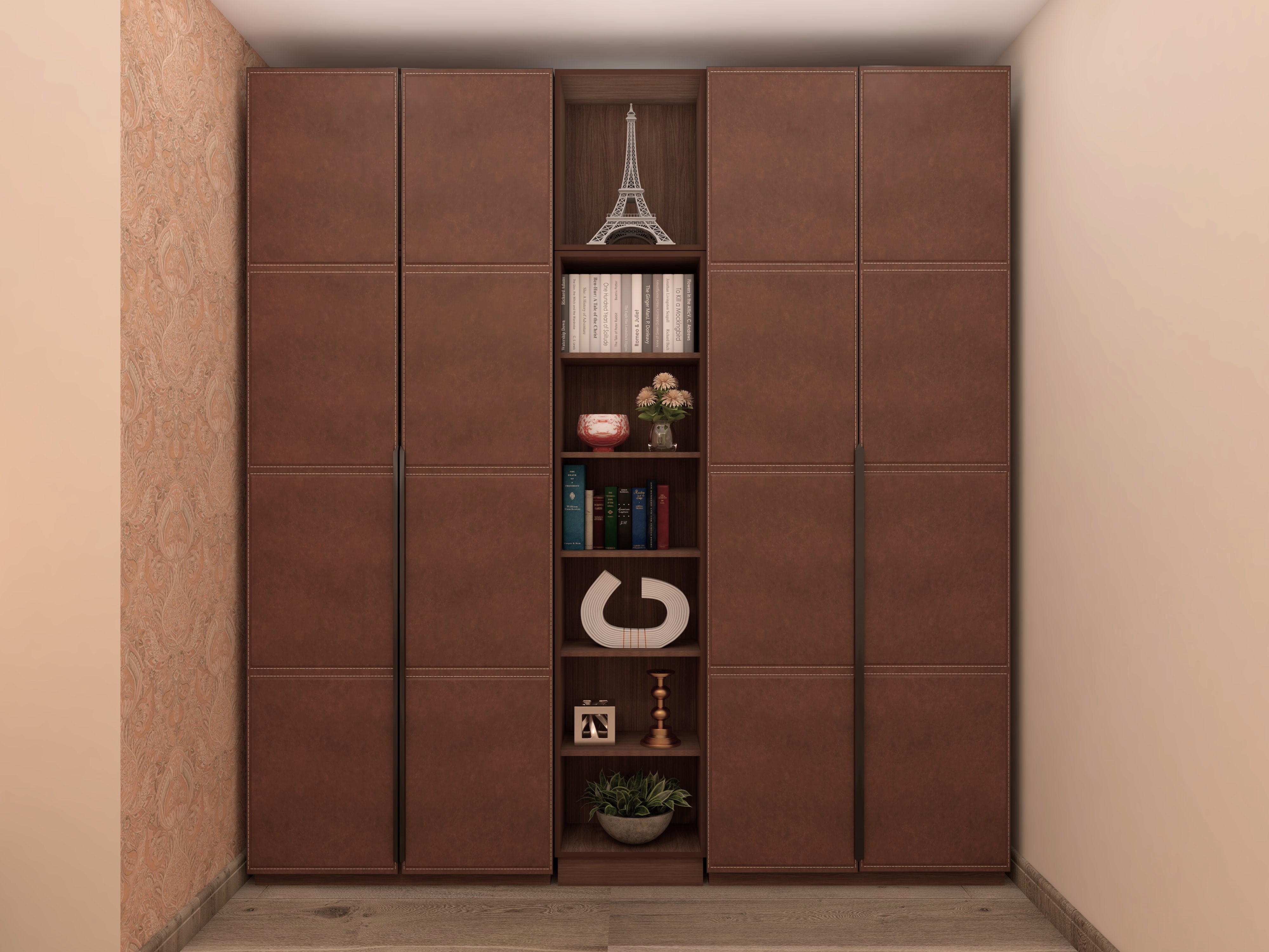 Royal 2.0 wardrobe with leatherette finish shutter - Beautiful Homes