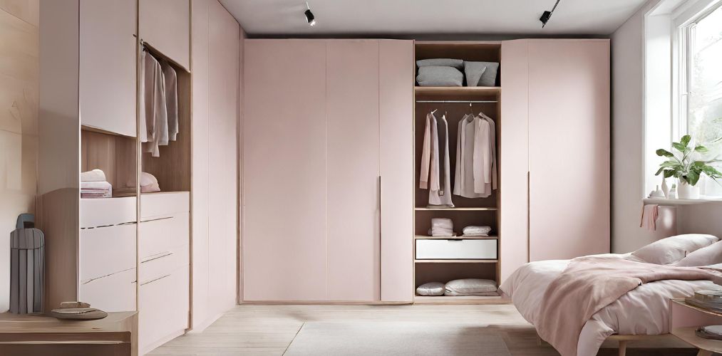 Scandinavian wardrobe design with pale pink accented by clean lines - Beautiful Homes
