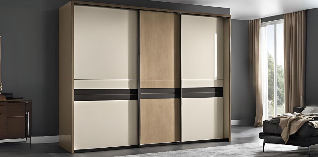 Sliding wardrobe design in suede finish laminate - Beautiful Homes