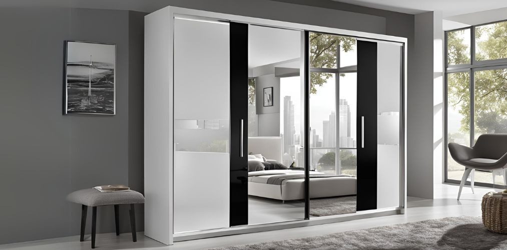 Sliding wardrobe design with white and mirrored doors - Beautiful Homes