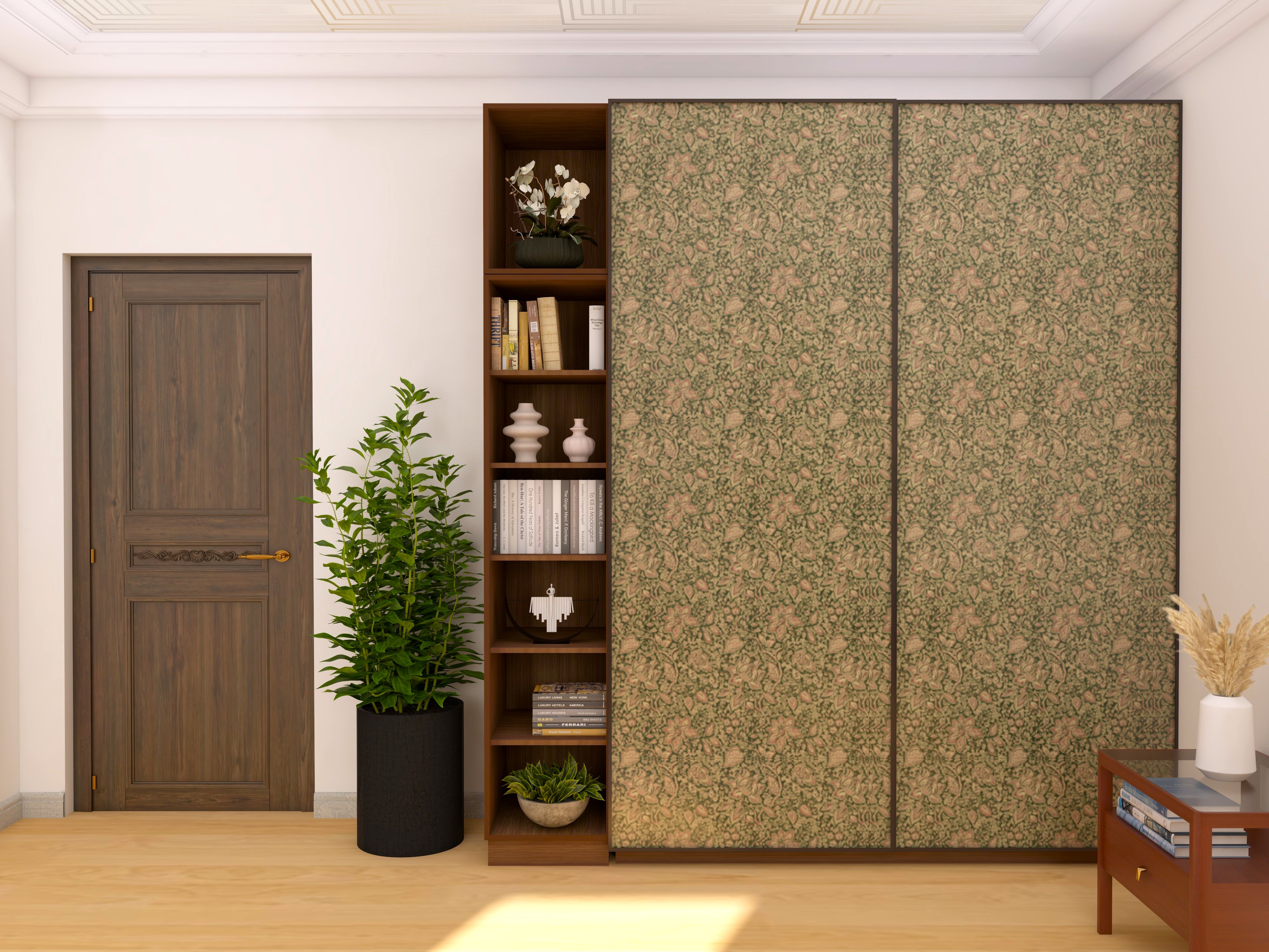 Sliding wardrobe shutter with Nilaya wallpaper-Beautiful Homes