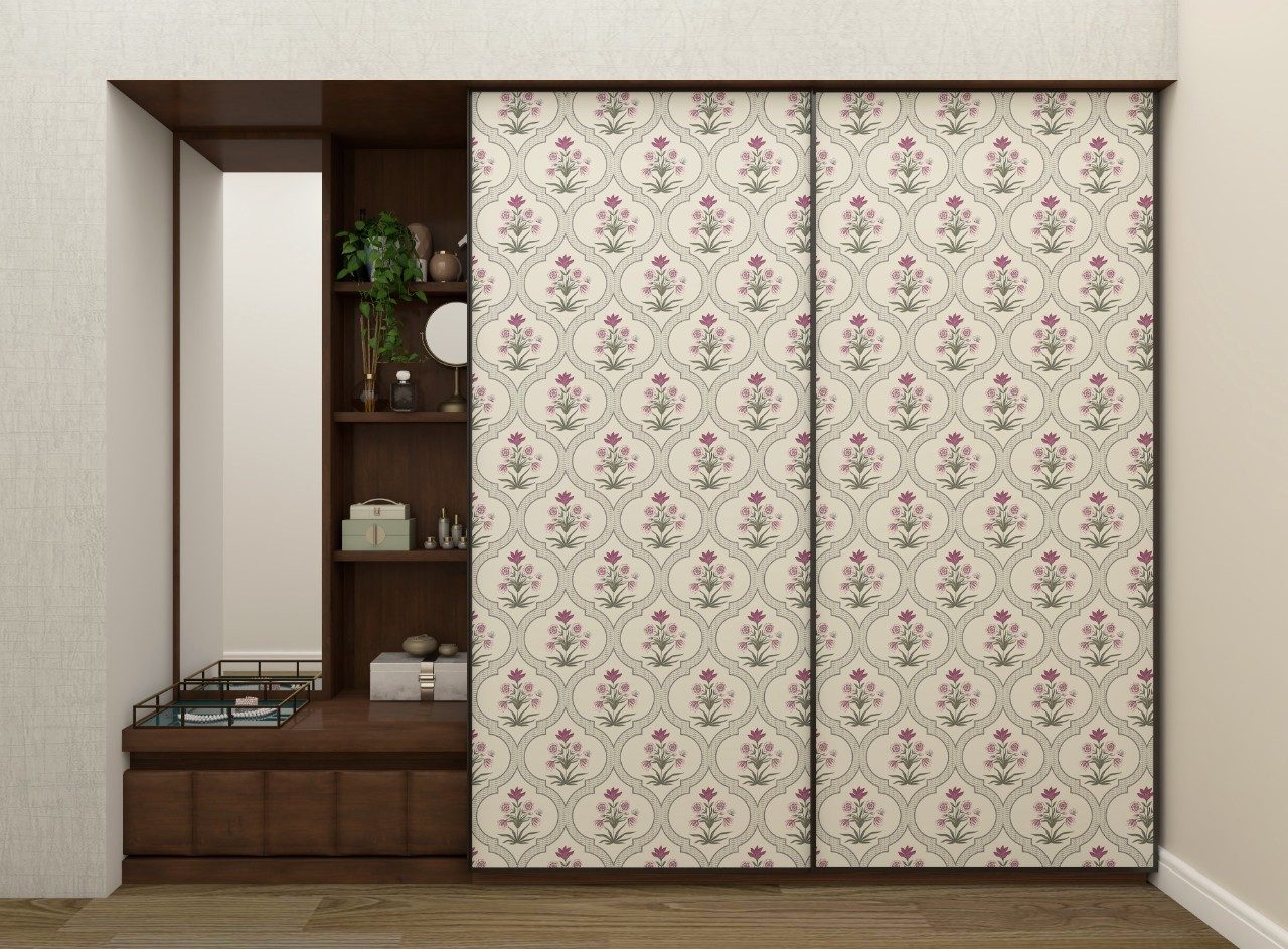 Sliding wardrobe with printed laminate design-Beautiful Homes