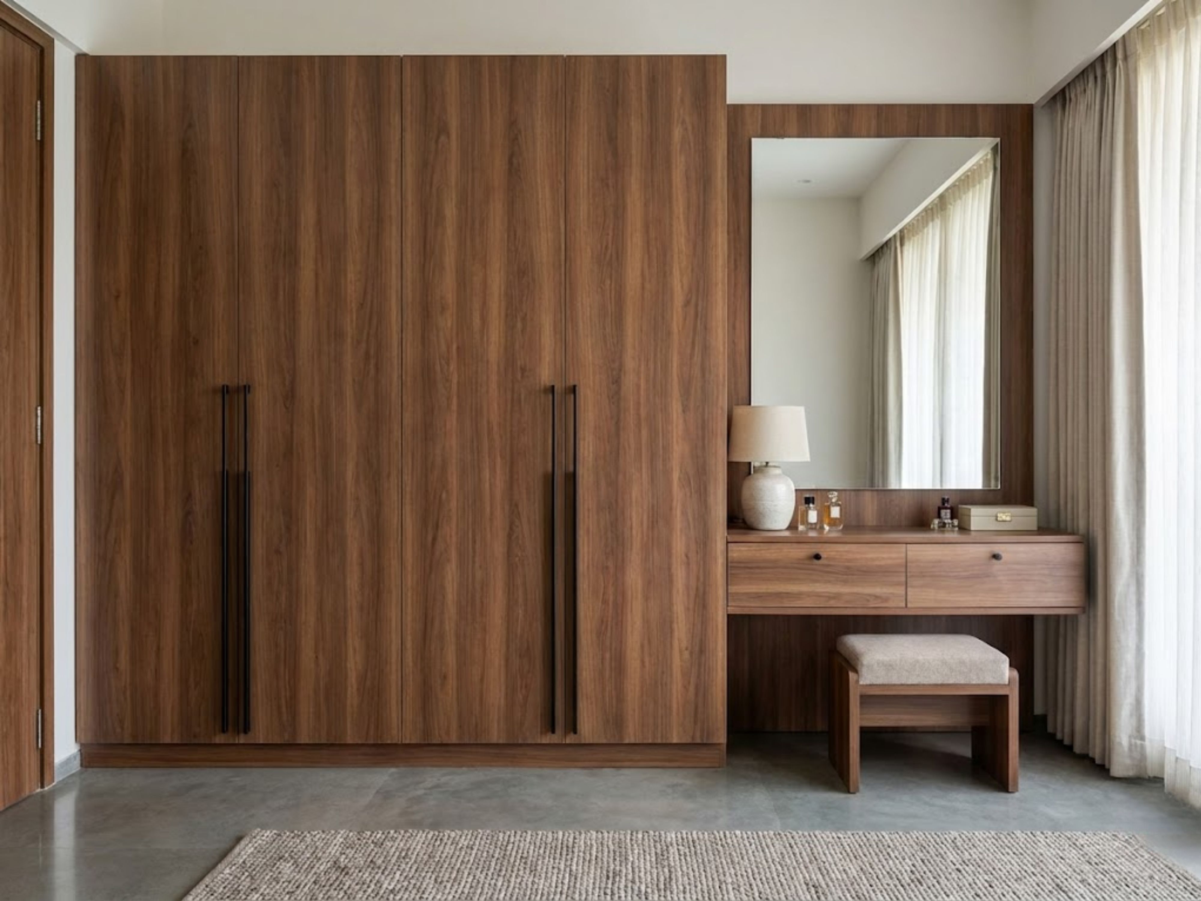 Wooden wardrobe with integrated dressing table and mirror - Beautiful Homes