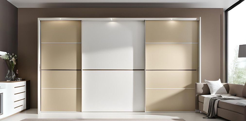 White and beige modern sliding wardrobe design - Beautiful Homes