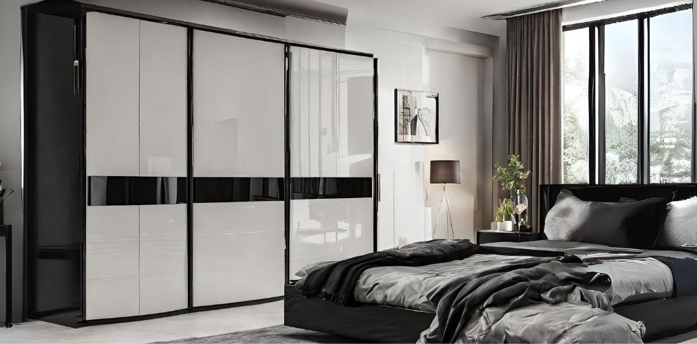 White and black modern glossy wardrobe design-Beautiful Homes