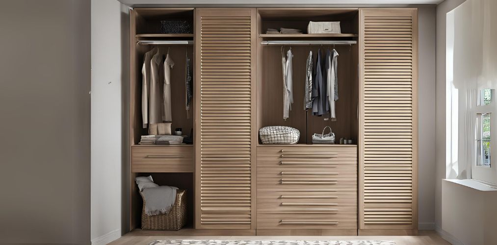 Wooden swing wardrobe with louvered shutters - Beautiful Homes