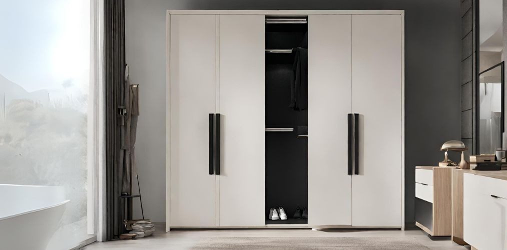 Wooden wardrobe with black door handles - Beautiful Homes