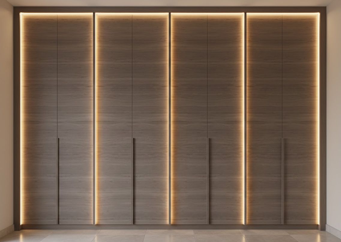Wooden wardrobe with integrated warm lighting - Beautiful Homes