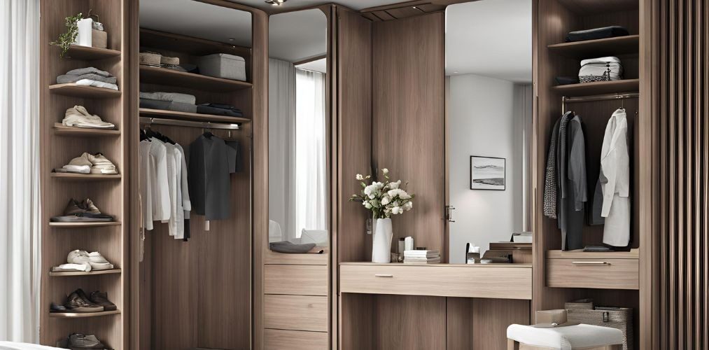 Wooden wardrobe with integrated dressing table - Beautiful Homes