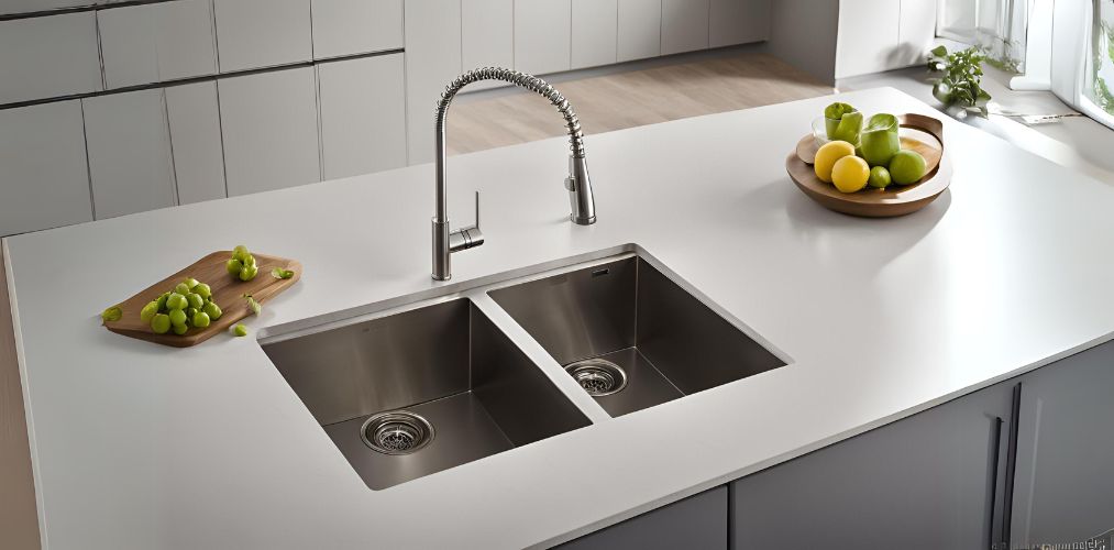 Contemporary stainless steel double bowl kitchen sink design - Beautiful Homes