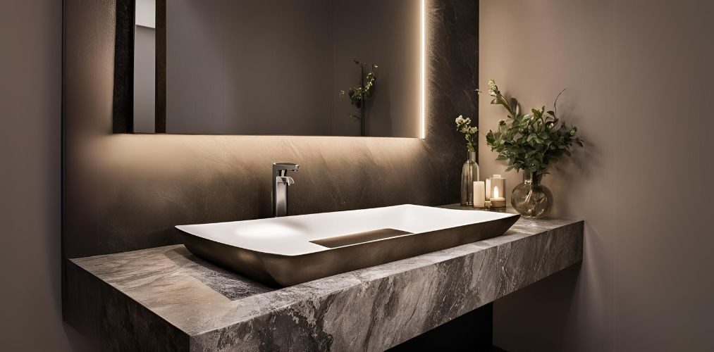 Granite polished wash basin design for a modern bathroom - Beautiful Homes