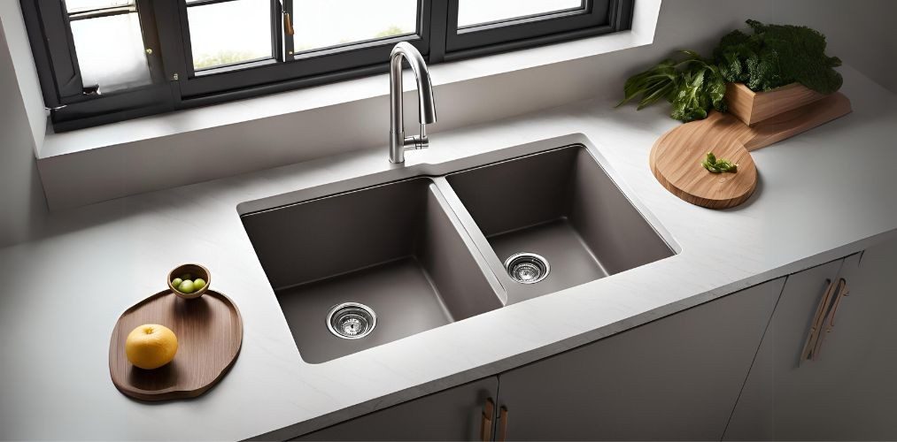 Quartz kitchen sink with double bowls - Beautiful Homes