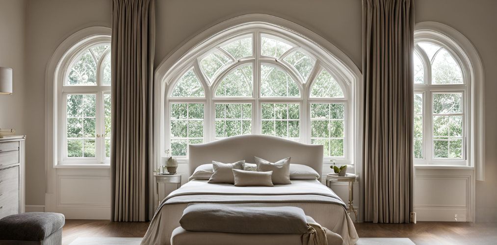 Arched window design in bedroom - Beautiful Homes