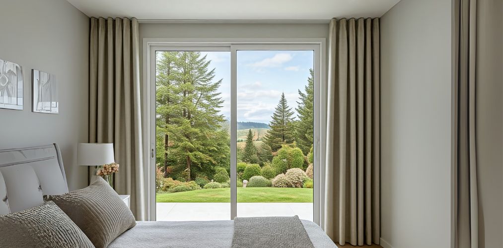 Double pane sliding glass window with white frame - Beautiful Homes